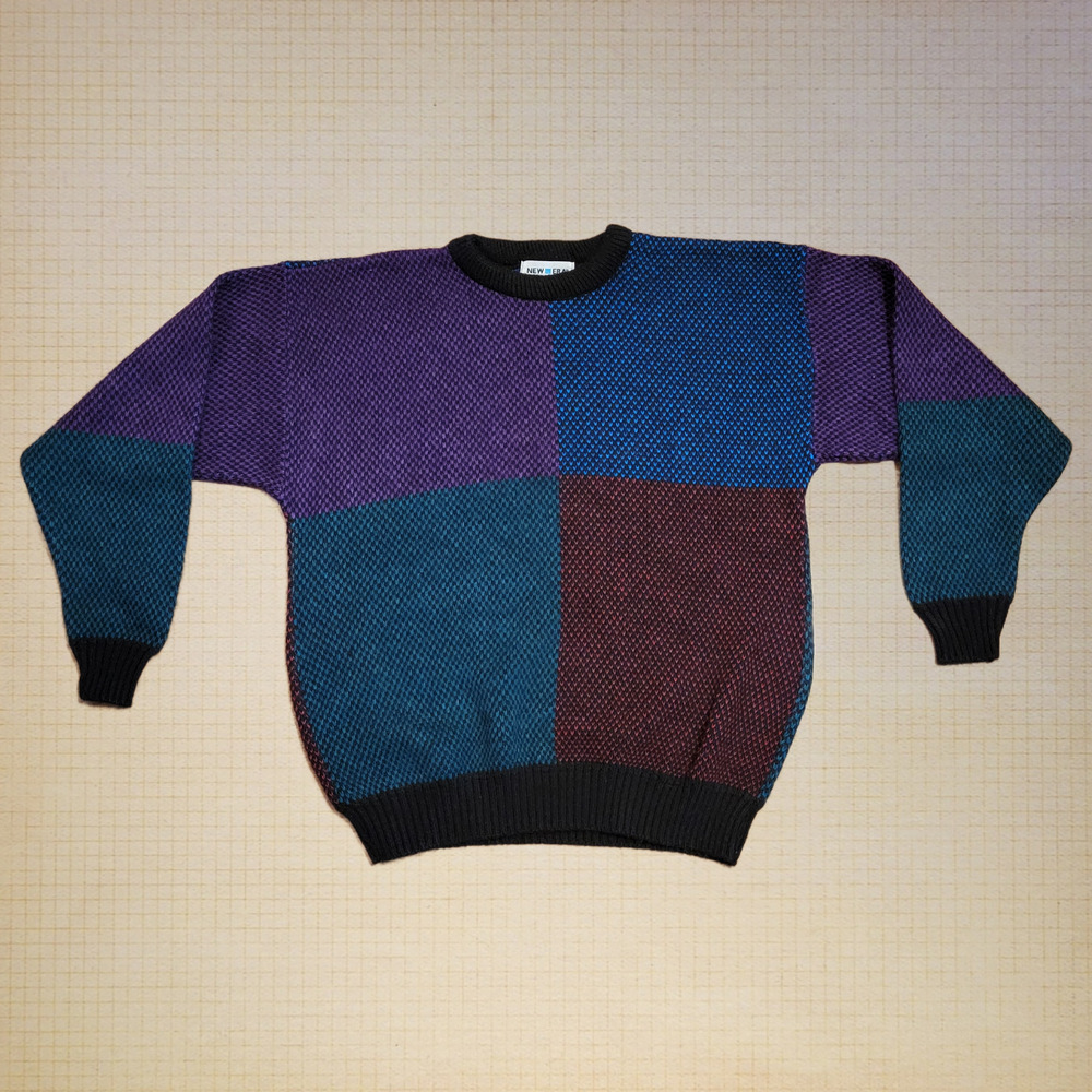 New Era, Large | Vintage Crew Neck Colorblock Sweater